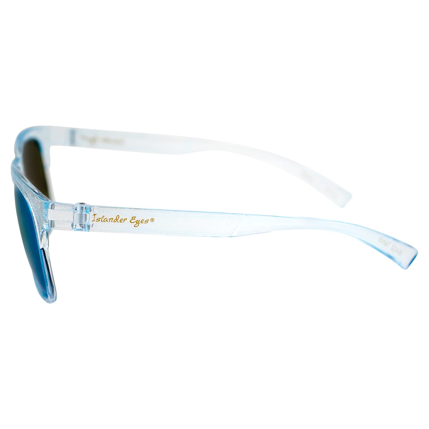 Islander Eyes Tahiti Polarized Sunglasses for Women Fashionable Crystal Blue Frame w/Blue Mirror Lens