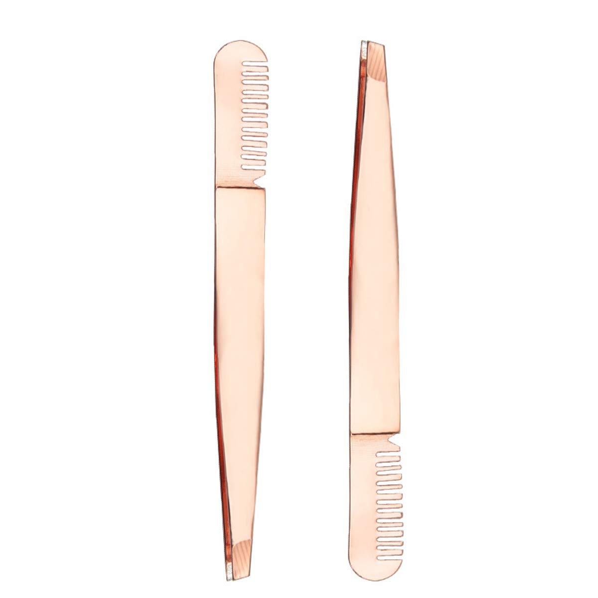 2 Pieces Multifunctional Eyebrow Tweezers with Eyebrow Comb False Eyelashes Applicator Tool Makeup Grooming Tool for Eyebrows or Facial Hair(Rose