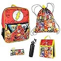 Bioworld DC Comics The Flash 16" Backpack Cinch Bag Water Bottle Lunch Tote 5 Pc Set