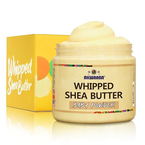 AKWAABA Whipped Shea Butter (Baby Powder) - Nourishes & Moisturizes | Made with Shea Butter | No Dyes & Parabens | 12 oz / 340 g