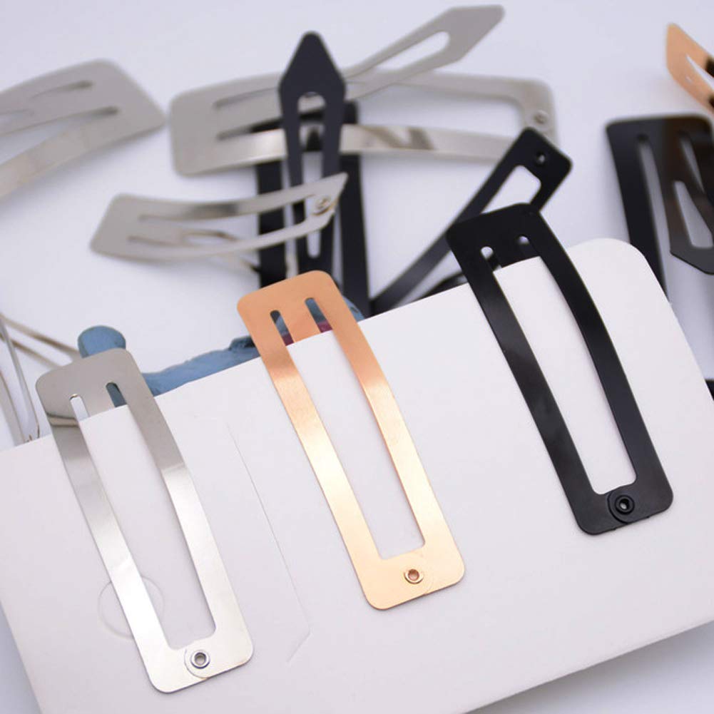 30Pcs No Slip Metal Snap Hair Clips Grips Hair Barrettes Rectangle BB Clips for Women Hair Accessories, 60mm (Silver, Black and Rose Gold)