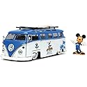 Jada Toys Disney Mickey and Friends 1:24 Volkswagen T1 Bus Die-cast Car w/ 2.75" Mickey Mouse Figure, Toys for Kids and Adults