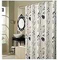 spring Home Black and White Flower Fabric Shower Curtain