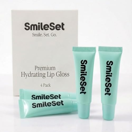 SmileSet Premium Hydrating Lip Gloss - Nourishing Lip Gloss Tubes with Petrolatum Beeswax, Shea Butter - Pack Of 4