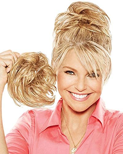 Christie Brinkley Natural Tone Hair Wrap Color HT25 Med Golden Blonde 6" Overall Length Heat Friendly Textured Hairpiece Fun Bun Chignon