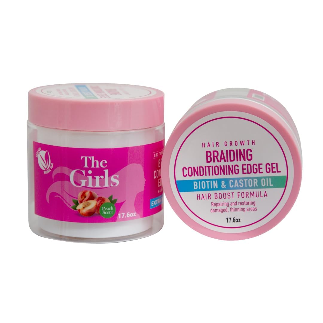 R&B Collection Dr. Girls Braiding conditioning Gel / 24 Hour Hold/Extra Mega Hold/17.6oz (Peach)