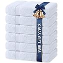 Wealuxe White Bath Towels 24x50 Inch, 6 Pack - Extra Absorbent Cotton Towel Set for Bathroom