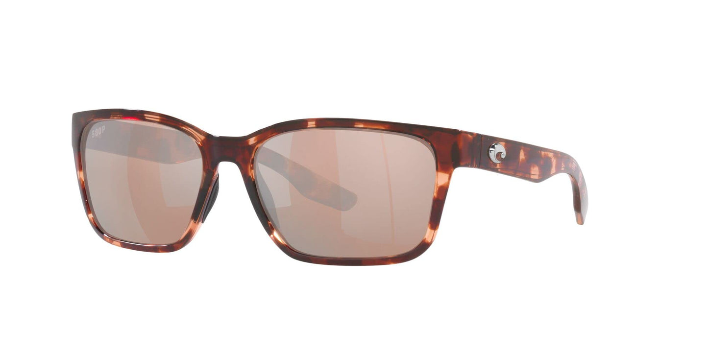 Costa Del Mar Womens Palmas Rectangular Sunglasses, Coral Tortoise/Copper Silver Mirrored Polarized-580P, 57 mm