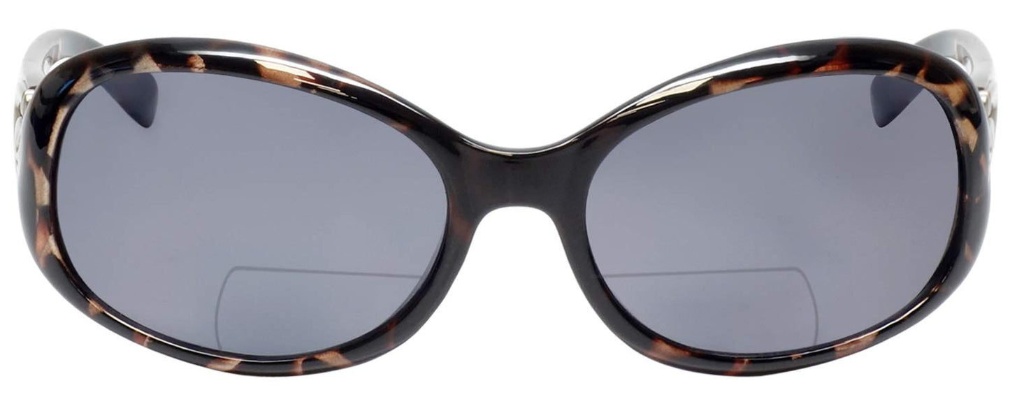 Calabria 828 Oversized Polarized BiFocal Sunglasses +1.50 Tortoise Pewter Brown Women UV Protection Bi-Focal Sunglass Readers