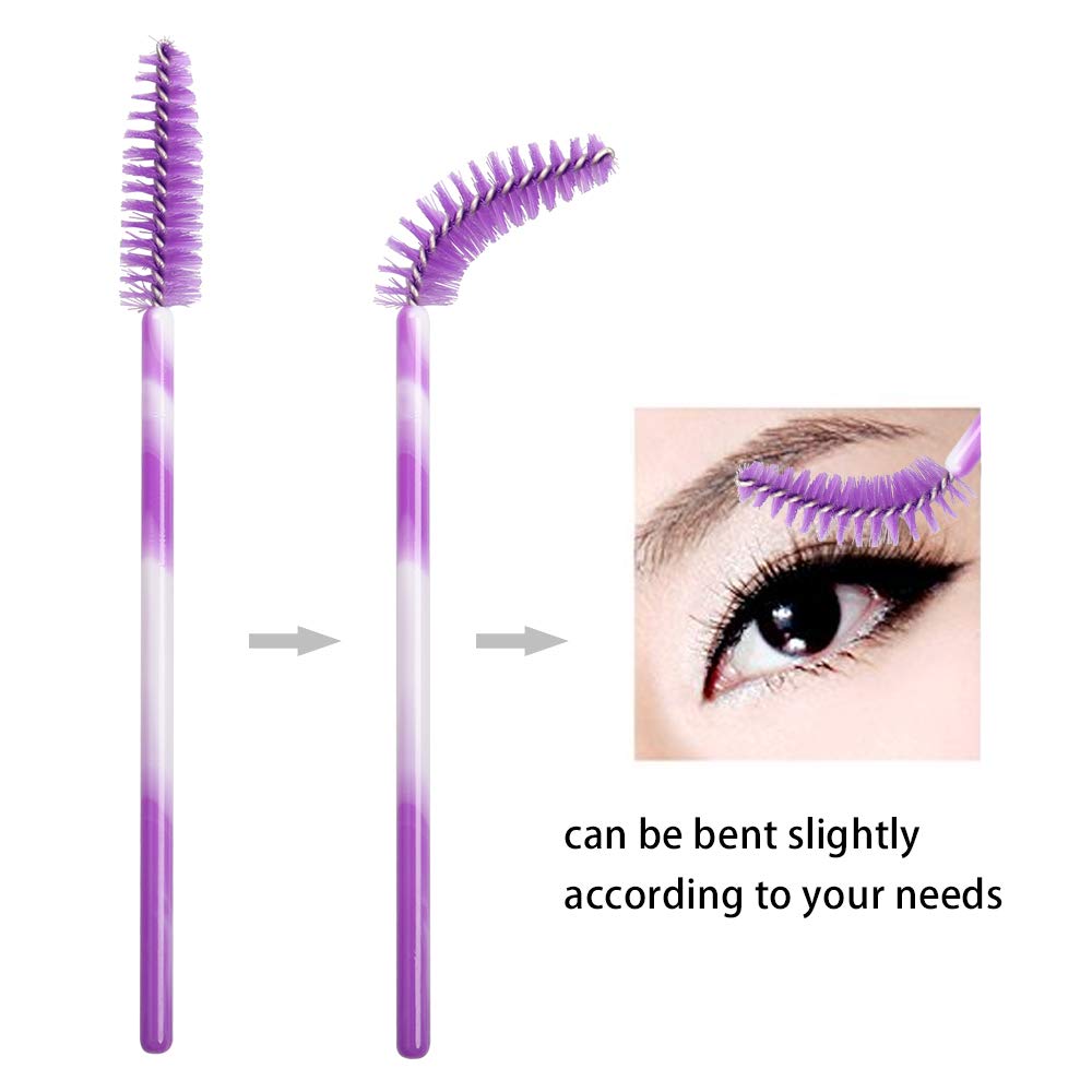 300 Pack Mascara Wands Disposable Eyelash Brush for Extensions Lash Applicators Tool Kit, Deep Purple