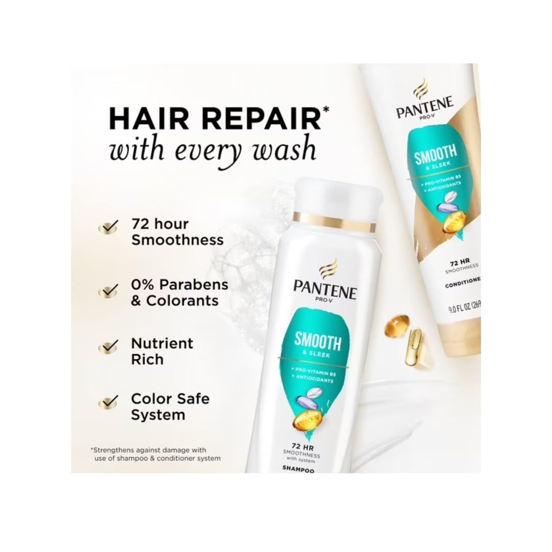 Pantene Smooth & Sleek Shampoo + Conditioner Bundle