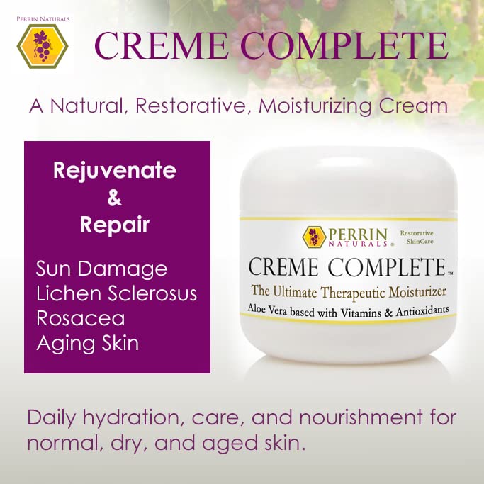 Creme Complete- All Natural, Restorative & Anti-Aging skin care. A Corrective Moisturizer for Sun Damage, Lichen Sclerosus, Rosacea, Eczema