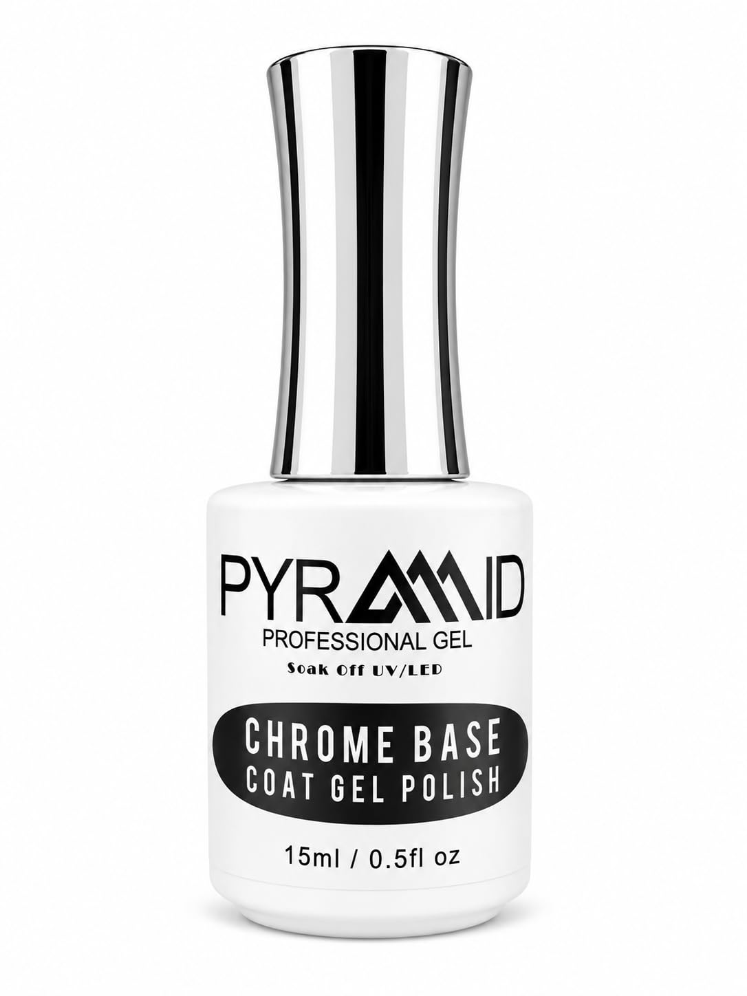Pyramid Professional Gel Soak Off UV/LED Gel Top Base Coat Nail Polish Manicure Lacquer Matte Velvet Chrome Rubber Base (Chrome Base 0.5oz) Beauty & Personal Care PYRMID