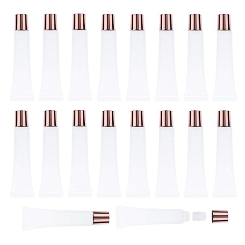 AJLTPA 50Pcs 15ml Lip Gloss Squeeze Tubes, Rose Gold Lip Gloss Containers Empty, Refillable Soft Clear Tubes for DIY Lipgloss Balm Cosmetic (Rose