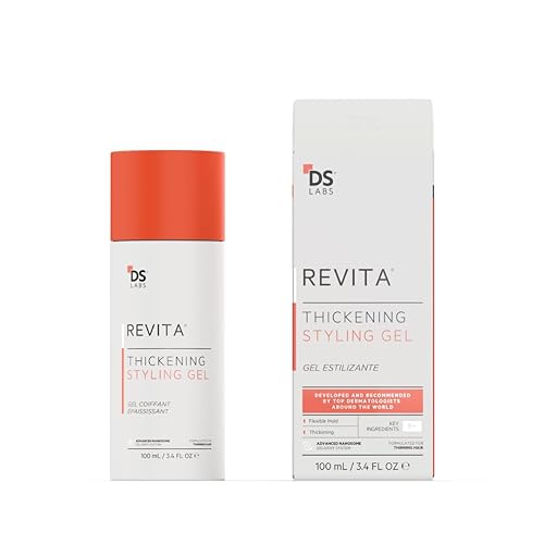 DS Labs Revita Hair Styling Gel for All Hair Types - Medium Hold, Volumizing & Thicker Looking Finish, With Ginseng, Zinc & Caffeine, Water Based, No