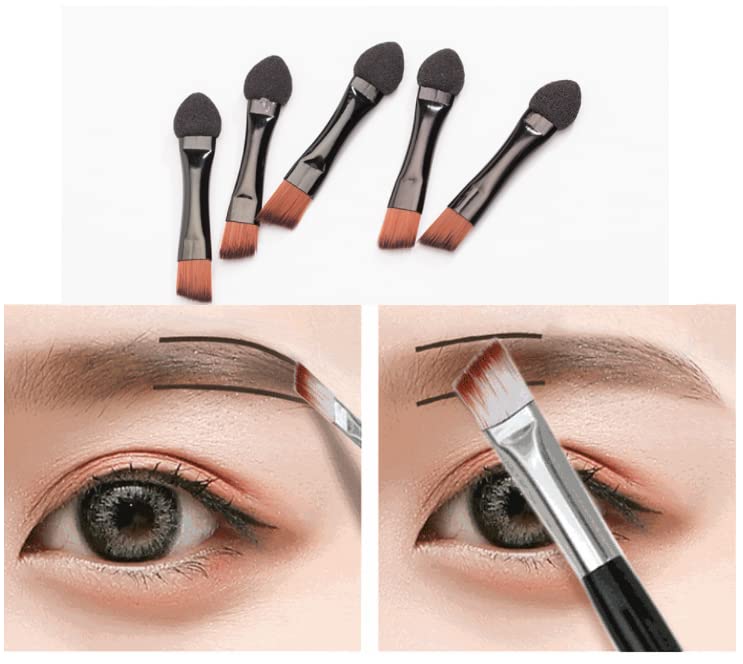 Duehut HLLMX 20 PCS Double Sided Eye Shadow Sponge Applicator Makeup Brushes Travel Eyeshadow Applicator Makeup Tool (Black)