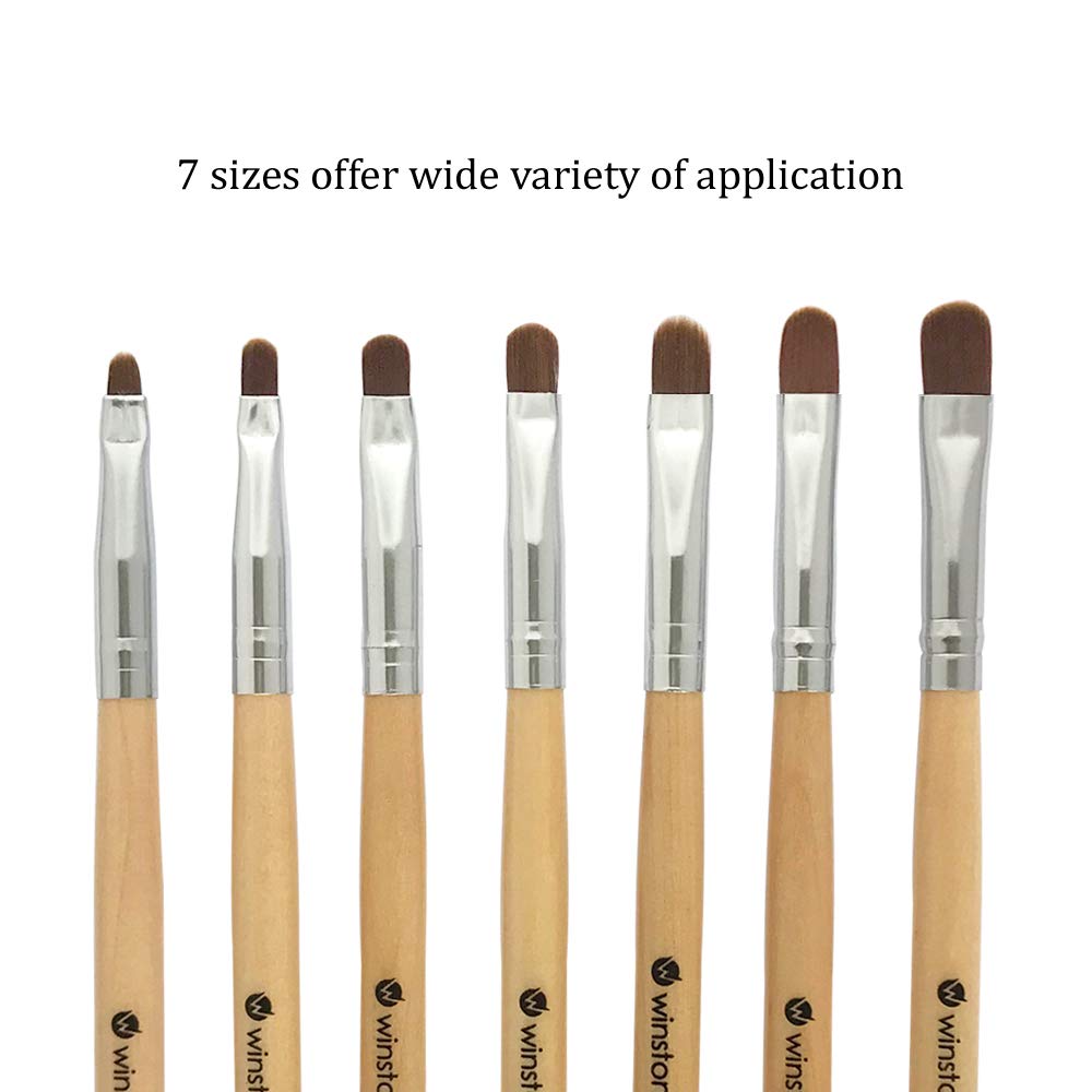 Winstonia 7pcs Gel Nail Brush Set for Nail Tips Builder & Overlay, Sculpting, Poly Gel, and Extensions. Oval Size Brushes Manicure Painting Pen