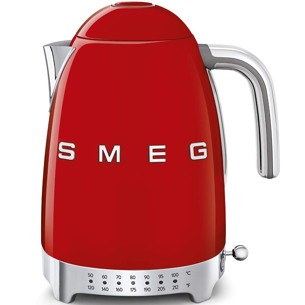 SMEG 7-Cup Variable Temperature Electric Kettle - Retro Style Aesthetic with Advanced Technology - Stainless Steel, 1400W, 120V, 360° Swivel Base…