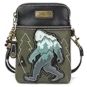 CHALA Cell Phone Crossbody Purse-Women PU Leather/Canvas Multicolor Handbag with Adjustable Strap - Big Foot - olive