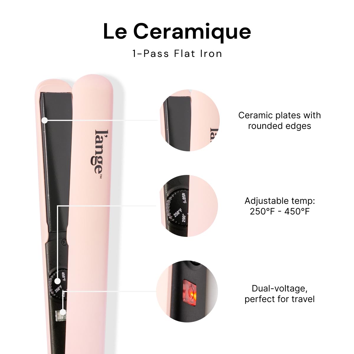 L'ANGE HAIR Le Ceramique 1-Pass Flat Iron Hair Straightener | Fast Heating Ceramic Flat Iron | Best Hot Tools Professional Hair Straightener to Lock