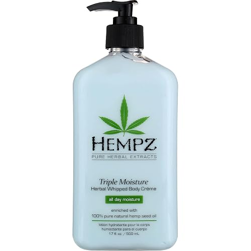 Hempz Body Moisturizer Triple Moisture 17 Ounce Pump (500ml) (Pack of 6)