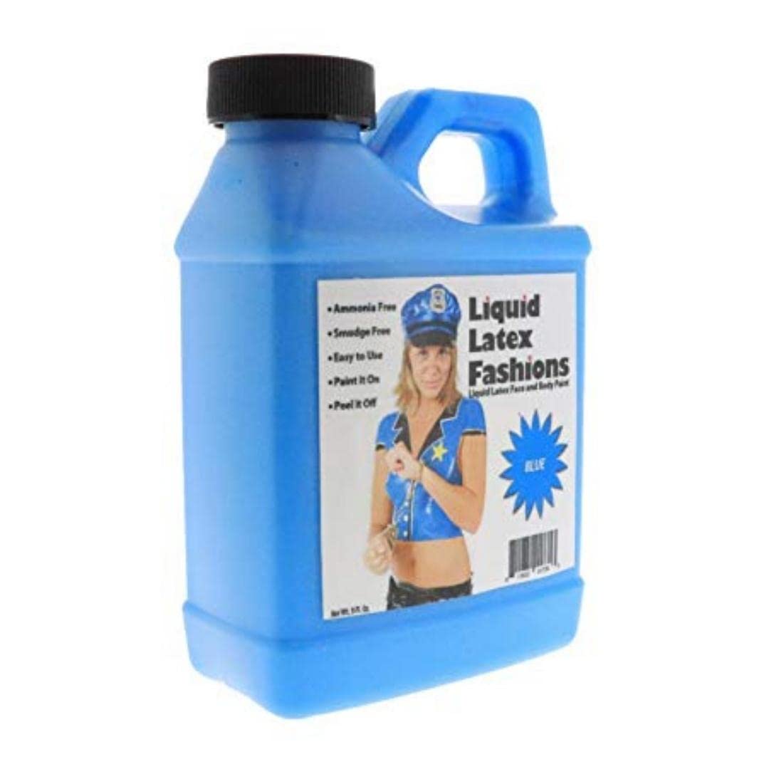 Blue 8 Oz - Liquid Latex Face and Body Paint, Blue Smurf Cosplay, Ideal for Halloween Costume, Parties, Theater, Special Effects!
