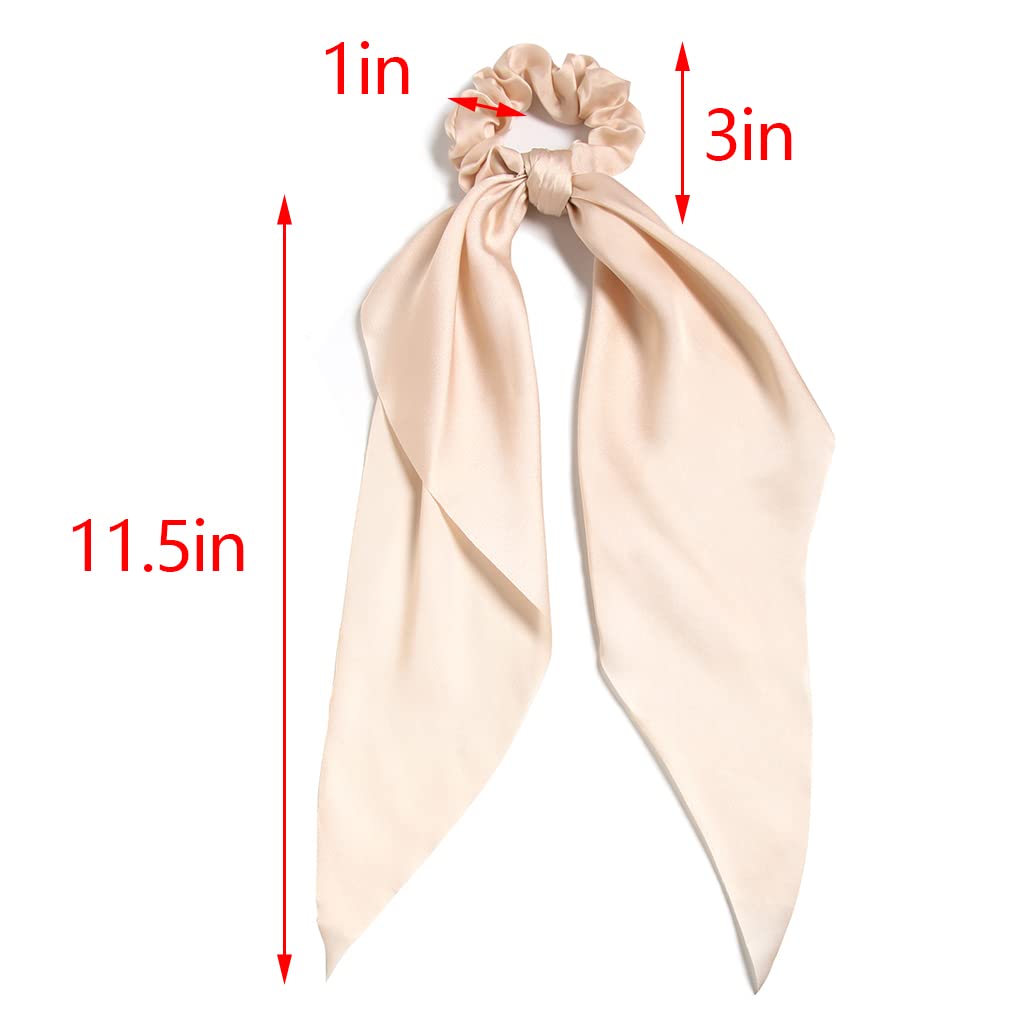 3PCS Hair Scarf Scruncheis for Women Knotted Bow Hair Ties Elastic Bands Satin Hair Ribbon Scrunchy Red Ponytail Holder for Women and Girls (Yellow Beauty and Personal Care LFOUVRE