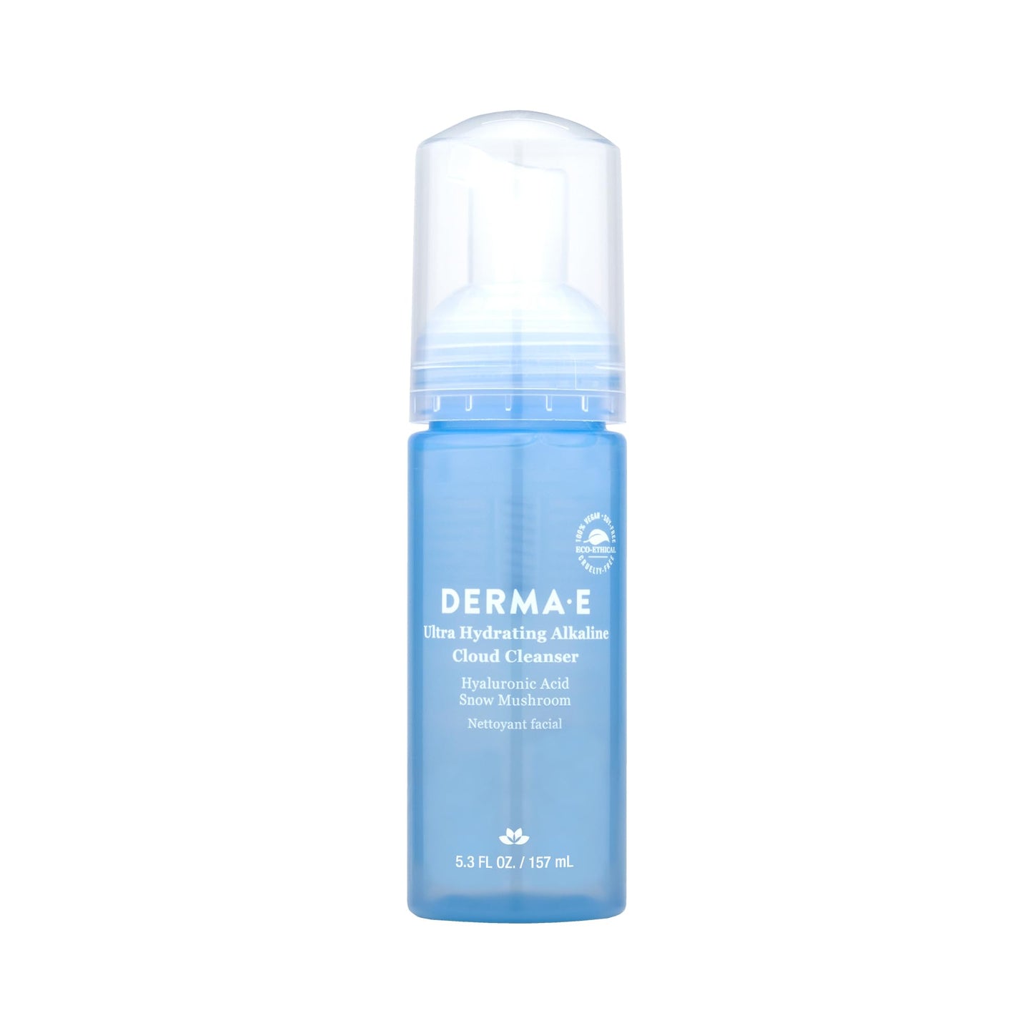 Derma E Ultra Hydrating Alkaline Cloud Cleanser - Gentle Foaming Face Wash with Hyaluronic Acid - Vegan Daily Facial Cleansing, 5.3 Oz