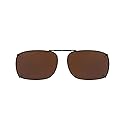 Dioptics Solar Shield 1 REC Clip On Sunglasses Polarized Rectangular, Brown Driving, 52 mm