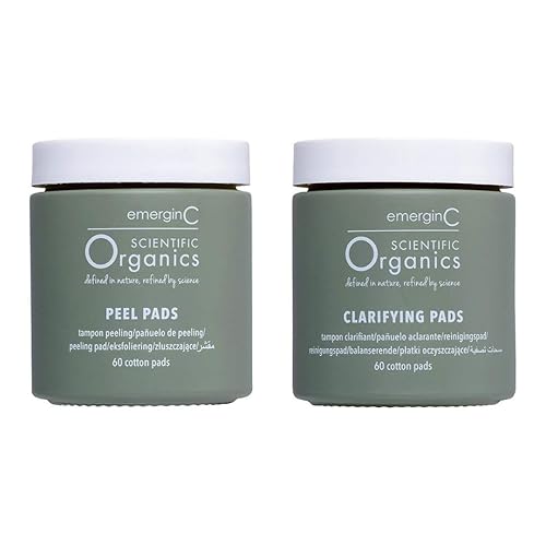 emerginC Scientific Organics At-Home Facial Peel + Clarifying Kit - Exfoliating Facial Peel Pads to Help Minimize the Appearance of Fine Lines