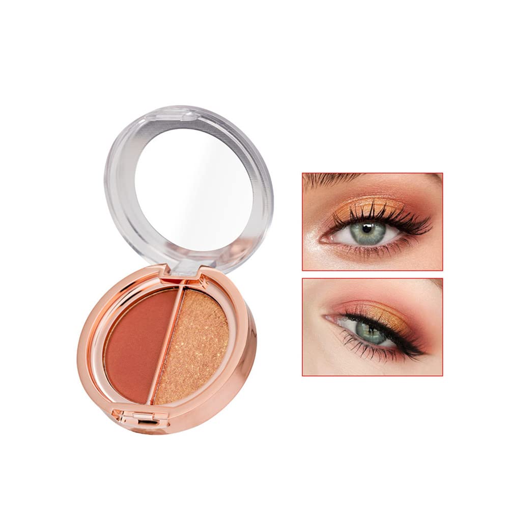 Timipoo Double color eye shadow, high pigment eye makeup palette, matte shimmer metal eye shadow powder, waterproof and durable color eye makeup
