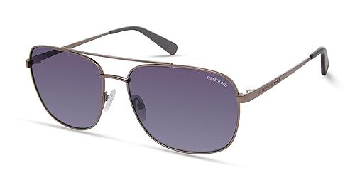 Kenneth Cole New York Women's KC5906B Square Sunglasses, Shiny Dark nickeltin/Gradient Smoke, 59/16/140