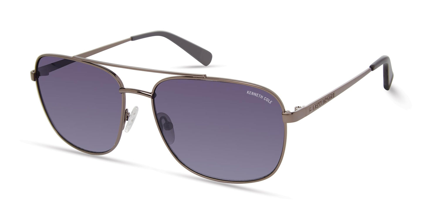 Kenneth Cole New York Women's KC5906B Square Sunglasses, Shiny Dark nickeltin/Gradient Smoke, 59/16/140
