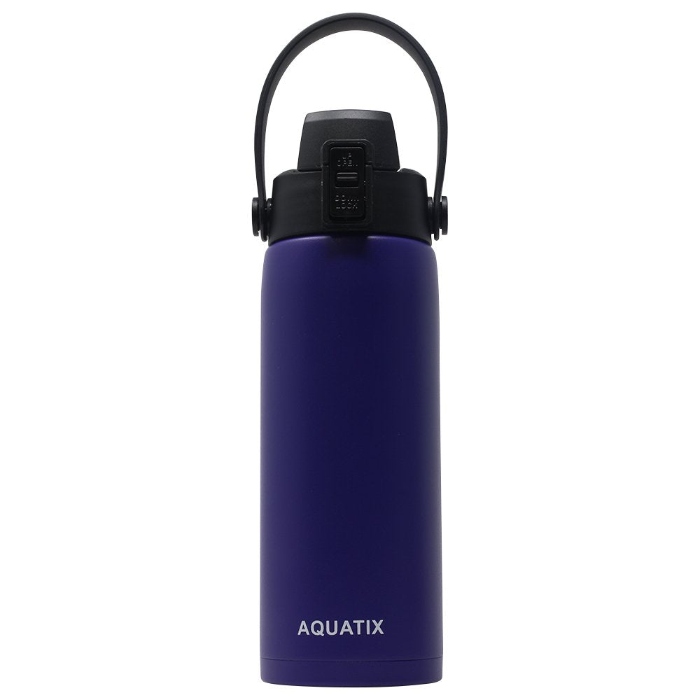 New Aquatix (Purple, 21 Ounce) Pure Stainless Steel Double Wall Vacuum Insulated Sports Water Bottle Convenient Flip Top Cap with Removable Strap