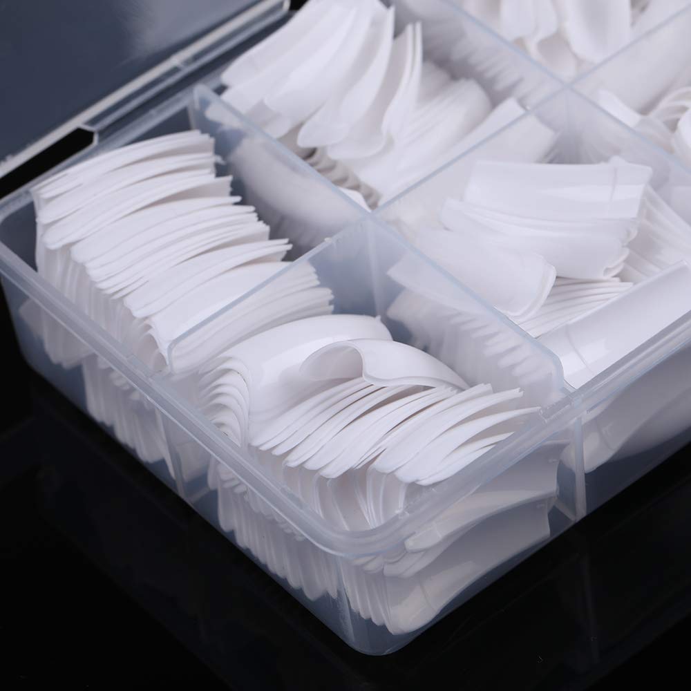 Yimart French False Nail Tips French Nail Art Tips 500pcs White French Acrylic Style Artificial False Nails Tips With Box (White)
