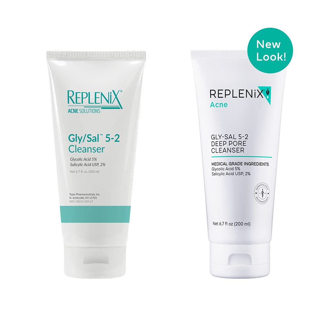 Replenix Gly-Sal Deep Pore Acne Face Wash, 6.7 Fl Oz, Non-Oily Medical-Grade 5% Glycolic & 2% Salicylic Acid Facial Cleanser for Acne-Prone Skin