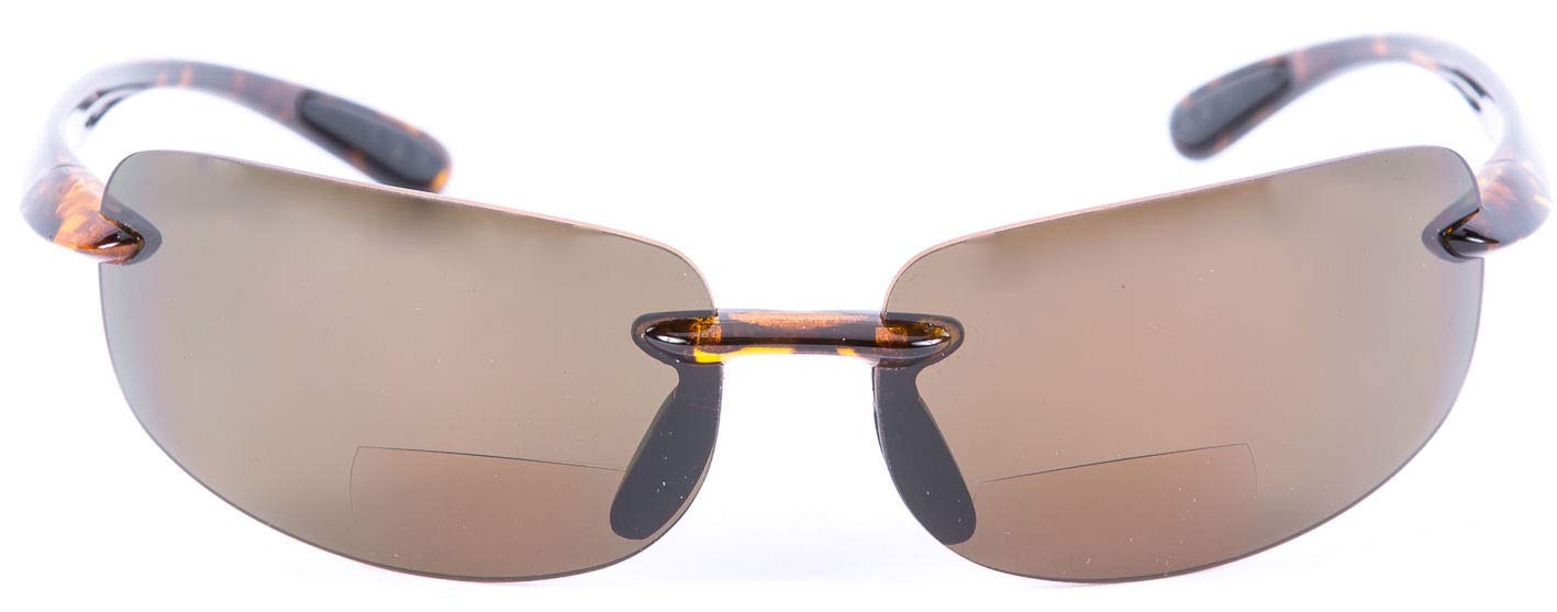 "Lovin Maui" Wrap Around Non-Polarized Version Nearly Invisible Line Bifocal Sunglasses (Tortoise, 2.0)