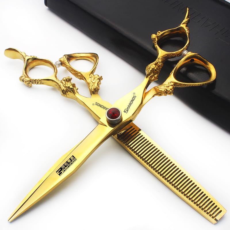 Professional Hair Clipper Set - 6/7/7.5/8/9-inch Stainless Steel Sharp Blades for Hairdressers (7 inch-2pc-A) Beauty and Personal Care SHARONDS