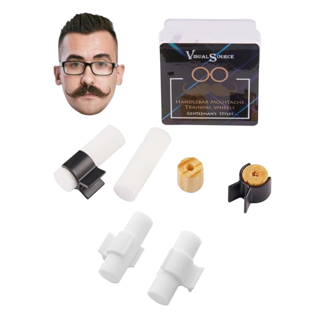 2 Set Handlebar Moustache Training Wheels Set,Visualsource Portable Handlebar Mustache Trainer Beard Template Shaping Styling Tool Mustache Curler Beauty and Personal Care visualsource