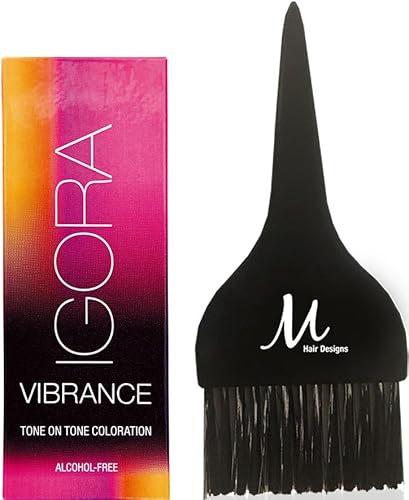 Igora Vibrance 0-89 Red Violet Concentrate Demi-Permanent Tone on Tone Alcohol Free Liquid Hair Color 60 ml and M Hair Designs Tint Brush (Bundle)