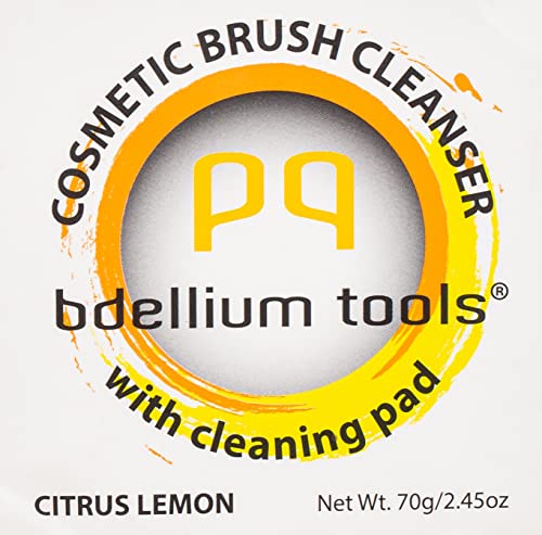 Bdellium Tools Cosmetic Brush Cleanser (Solid Brush Soap) with Cleaning Pad - Citrus Lemon Scent (Yellow)