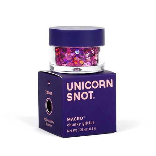 UNICORN SNOT Macro Face & Body Glitter | Cosmetic Grade Large-Particle Loose Glitter | Safe for Face, Easy Application & Removal - Zinnia (Pink)