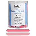 ForPro Professional Collection Mini Foam Board, Double-Sided Nail File, Pink, Black, 400/600 Grit, 3.5” l x .5” w, 50 Count