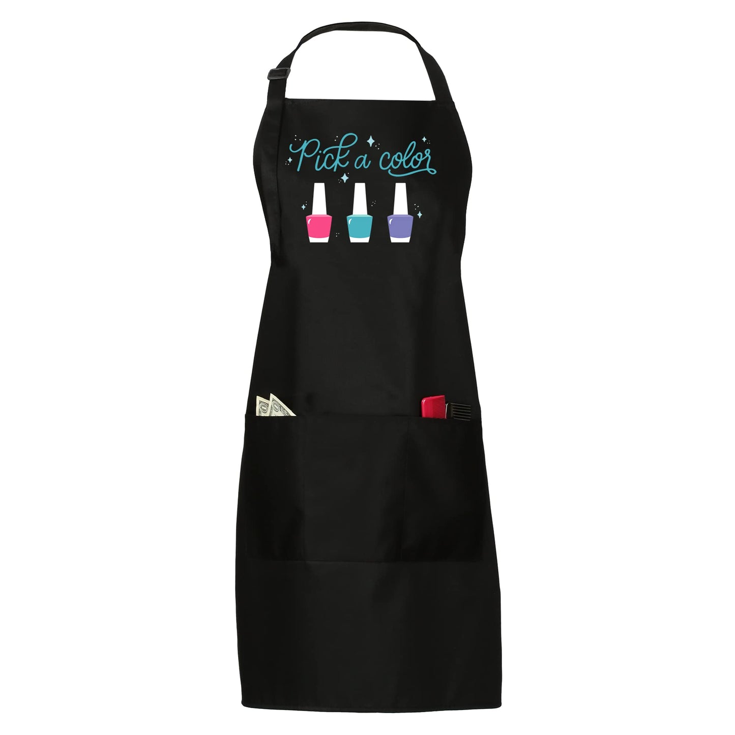 Pick A Color Nail Tech Apron - Nail Technician Apron for Women - Manicurists, Nail Art Supplies for Nail Salons, 3 Pocket Cosmetology Smock