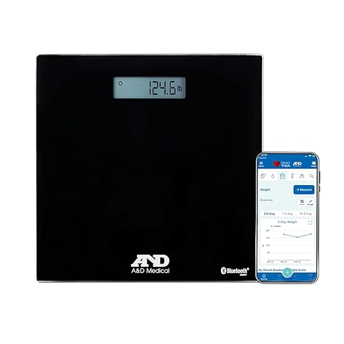 A&D Medical Digital Body Weight Scale - UC-352BLE - Bluetooth Bathroom Weight Machine, Syncs with A&D Heart Track App - 450lb (200kg) - Batteries…