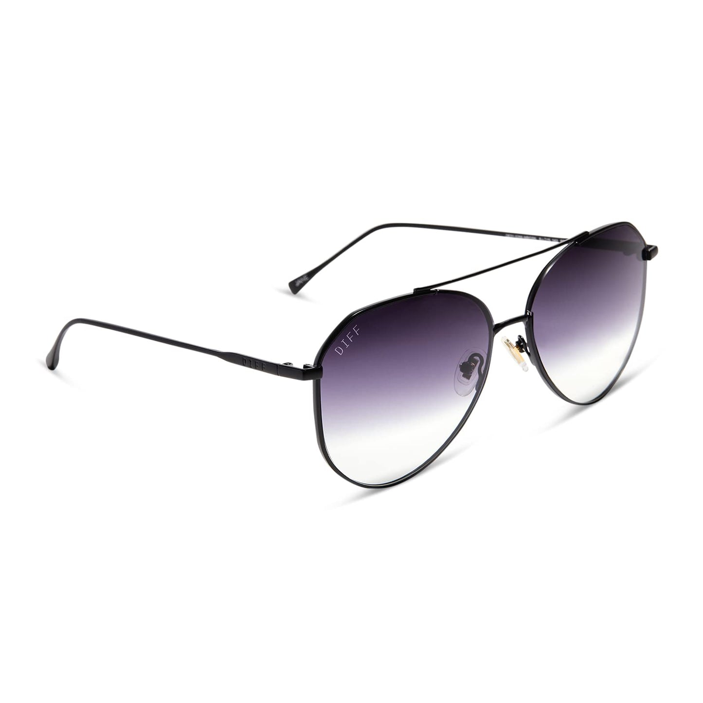 DIFF Jane Lightweight Aviator Sunglasses for Women UV400, Matte Black + Sharp Grey Gradient
