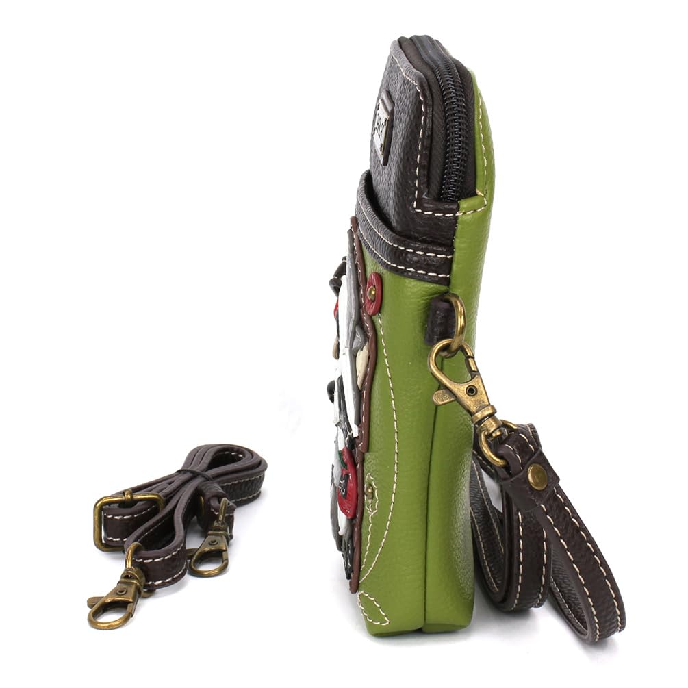 CHALA Woodland Animal Collection Cell Phone Crossbody Purse-Women PU Leather/Canvas Multicolor Handbag with Adjustable Strap - Raccoon with Cherry…