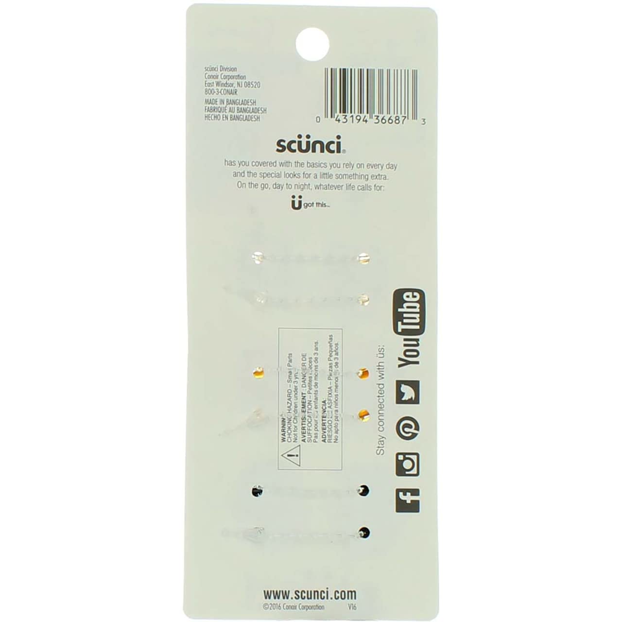 Scunci No-Slip Grip Mini Octopus Jaw Clips 6 Count (Pack of 2)