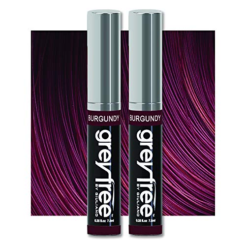 Greyfree Hair Mascara Root Touch-Up for Gray Hair | Precision Hairline Concealer for Brows & Beard | 2 Pack (BURGUNDY)