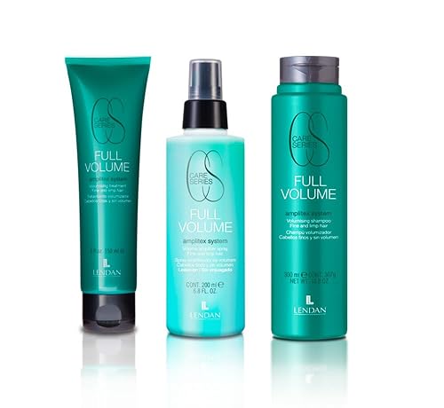 Lendan Full Volume Hair Care Kit for Fine Hair, Volumizing Shampoo 300ml, Treatment Cream 150ml, Volume Spray 200ml, Amplifex System, 3 Piece Set